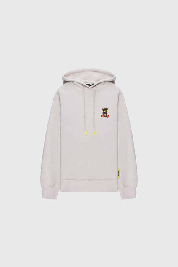 Hoodie with multicolored teddy patch