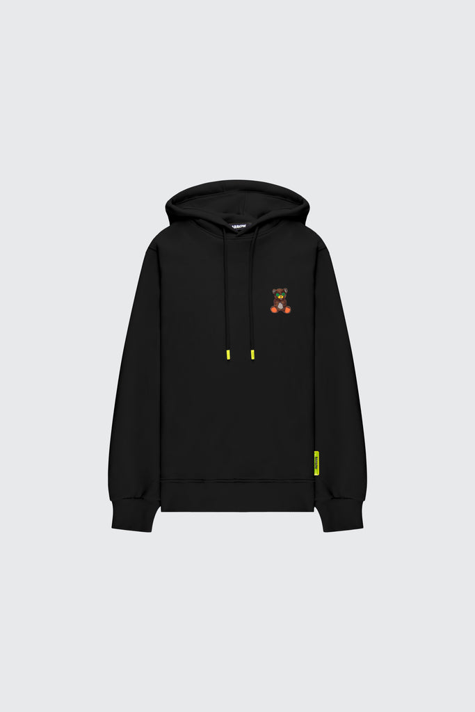 Hoodie with multicolored teddy patch