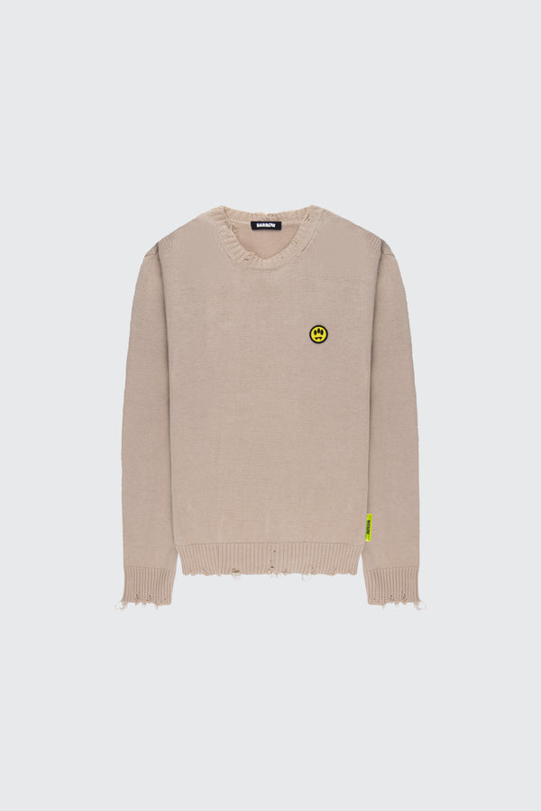 Barrow crewneck sweater with destroyed effect