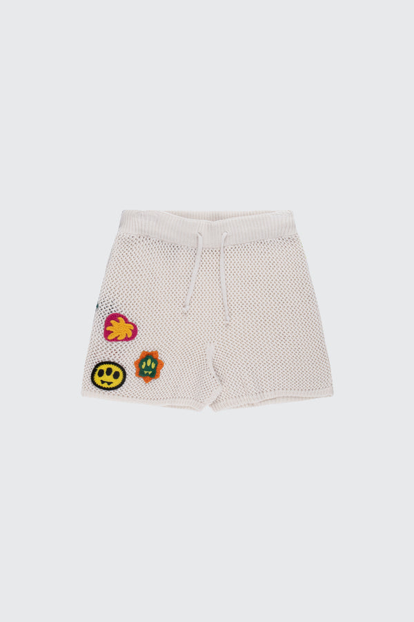 Mesh shorts with multicolor patch